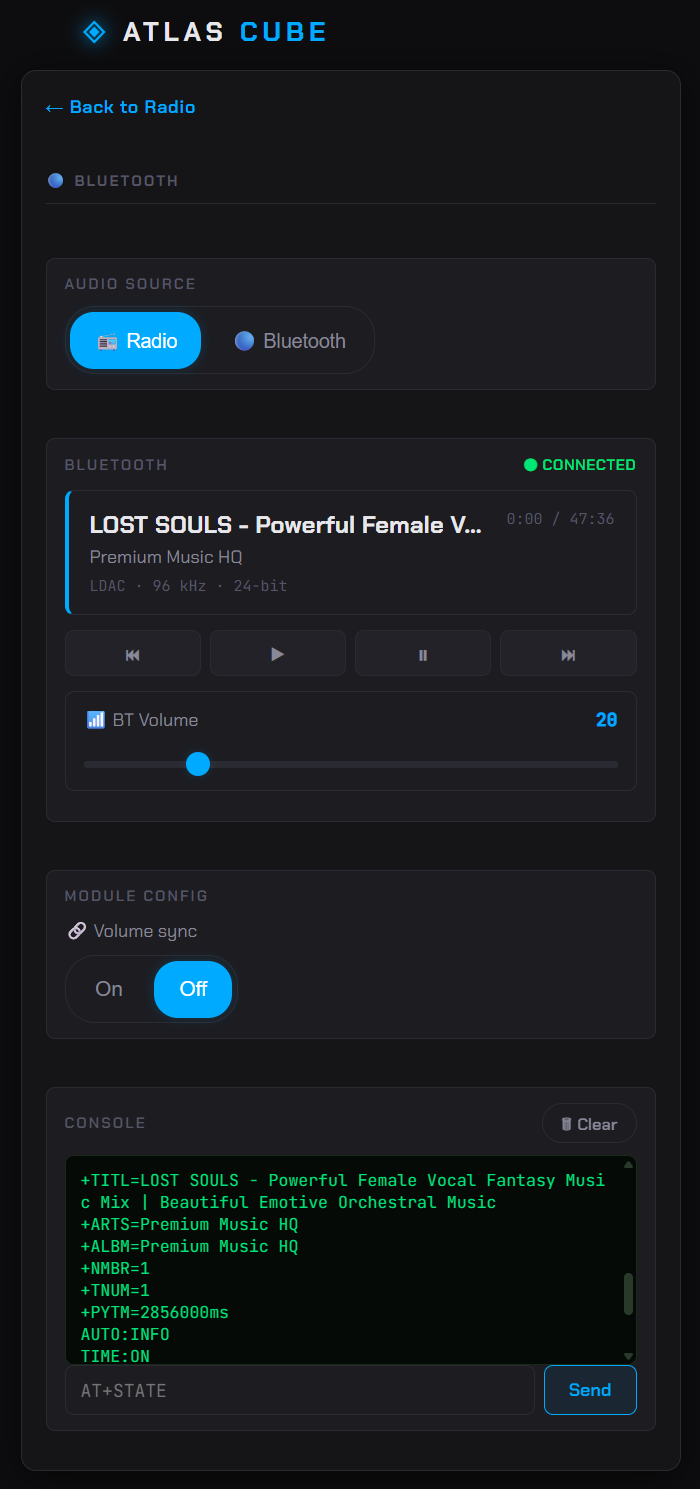 Web UI — bluetooth