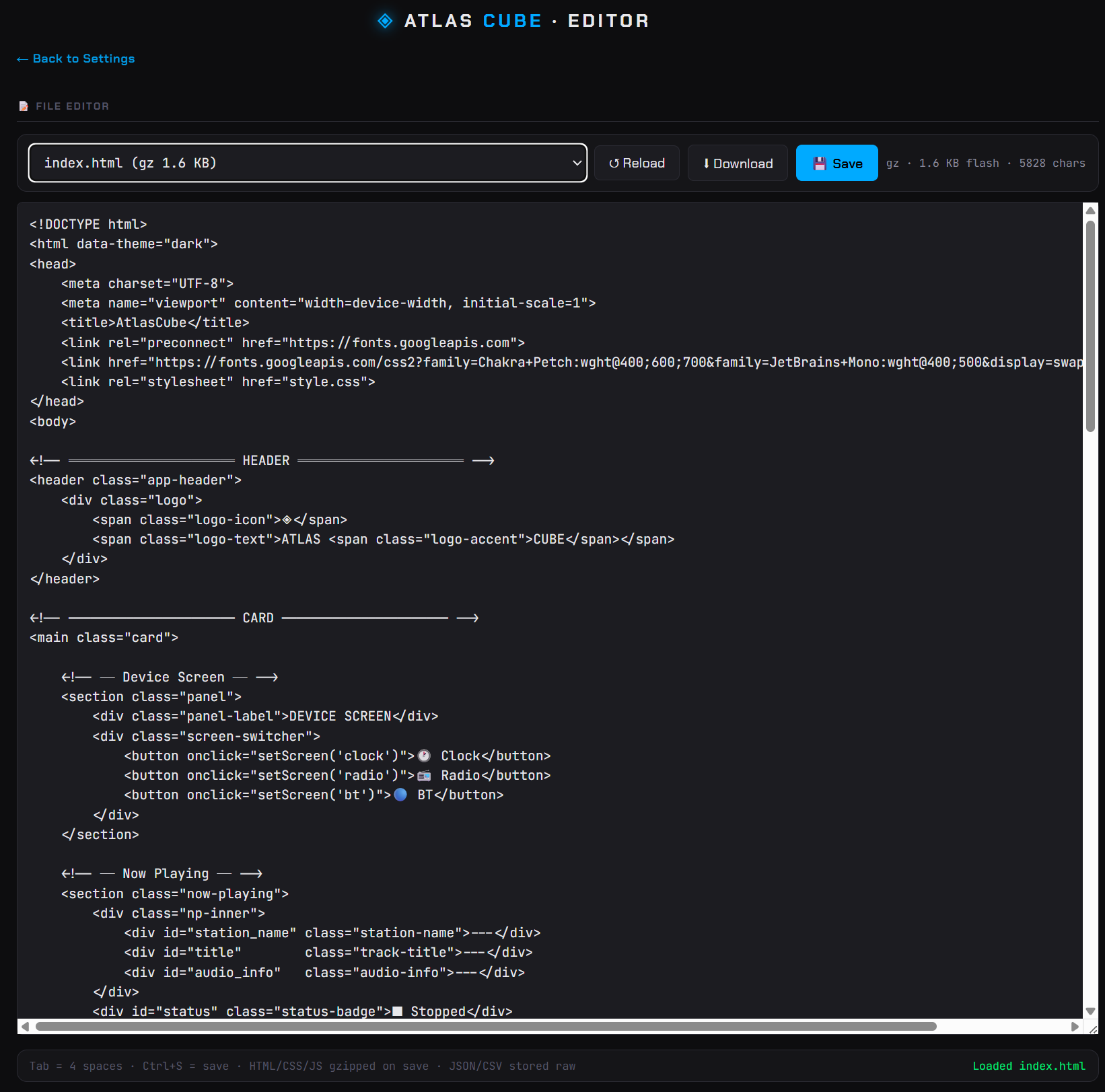 Web UI — file editor