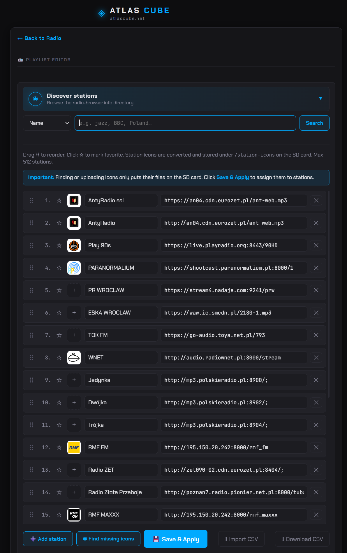 Web UI — playlist