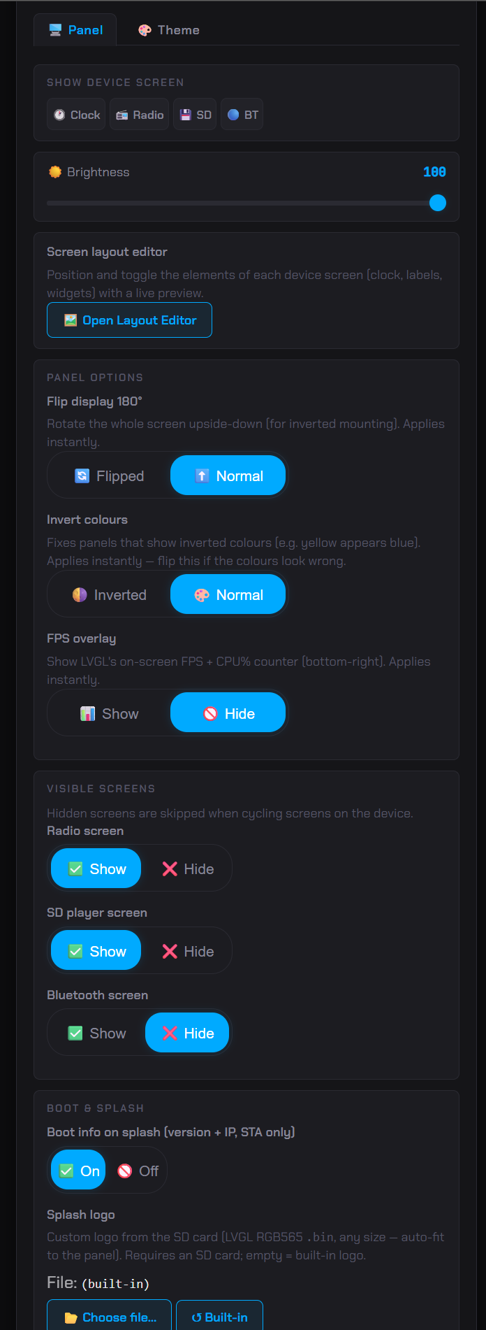 Web UI — display