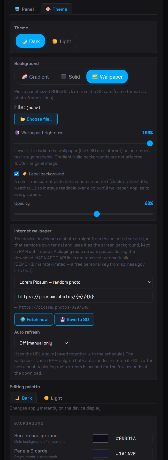 Web UI — theme